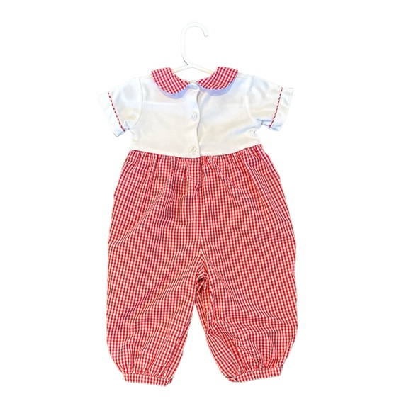 Little English Red Gingham Romper - Picture 2 of 4